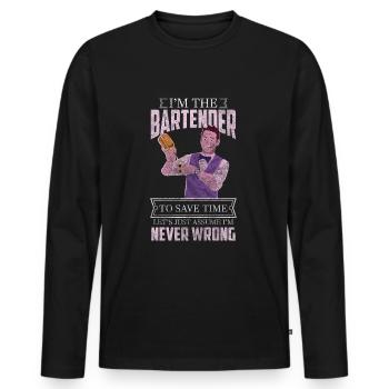 Barkeeper Disko Shaker Humor - Männer Premium Bio Langarmshirt - Schwarz - Vorne - Nico (187cm)