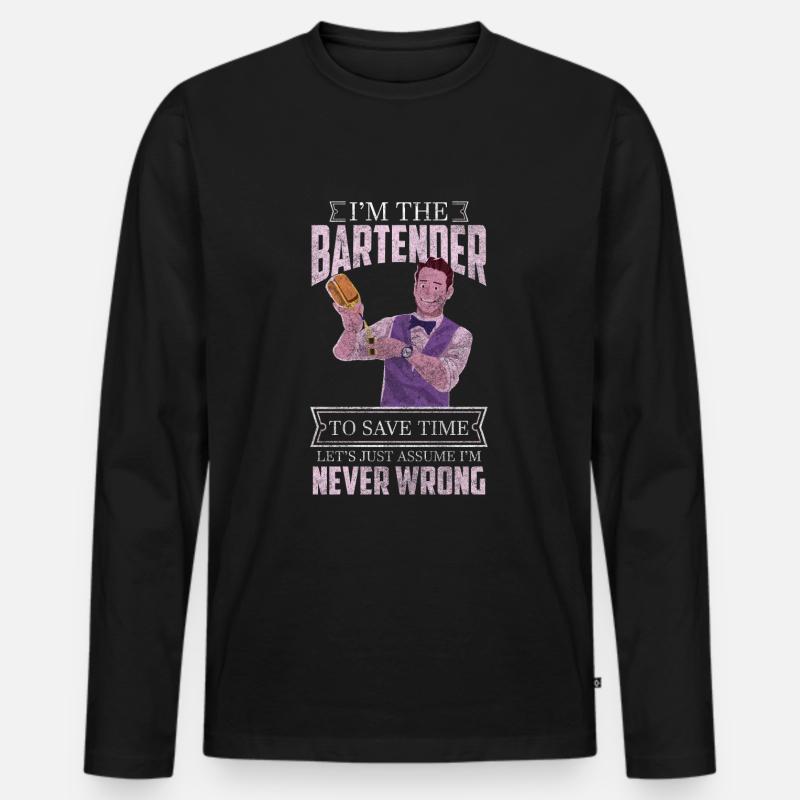 Barkeeper Disko Shaker Humor - Männer Premium Bio Langarmshirt - Schwarz