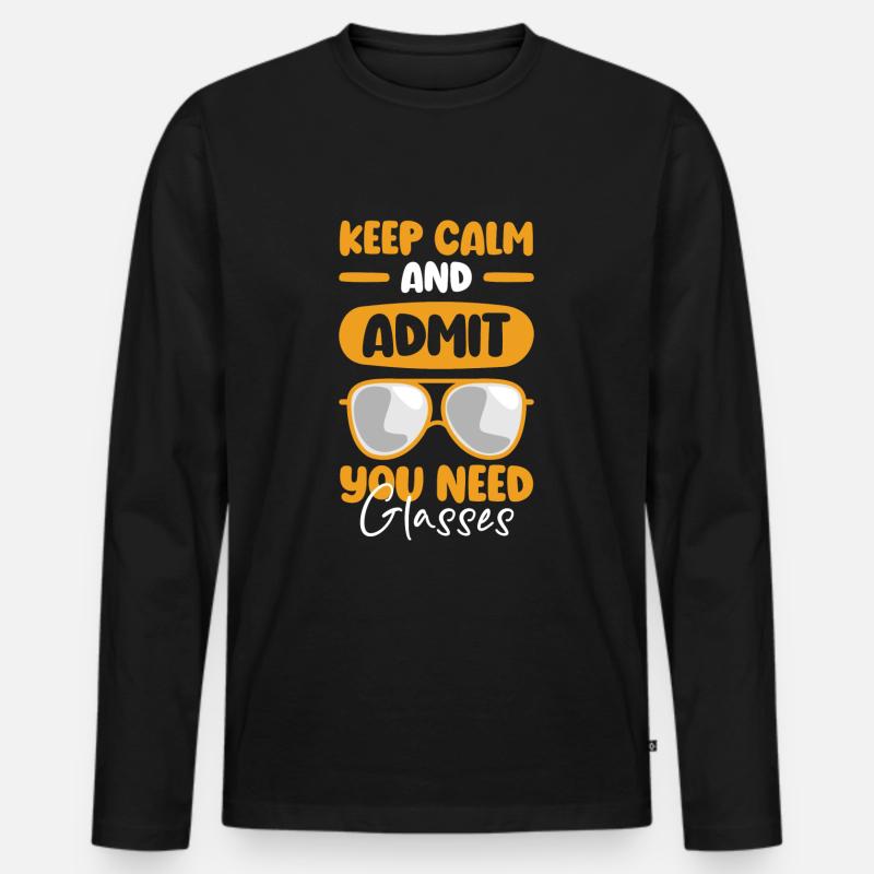 Brillen Brillengläser Optik - Männer Premium Bio Langarmshirt - Schwarz
