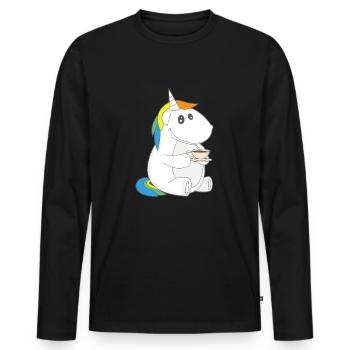 Unicorn coffee drink chill relaxing gift - Men's Premium Organic Long Sleeve Shirt - black - Front - Nico (187cm)