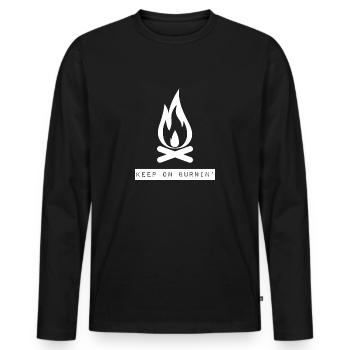 Keep on burnin '- Cozy campfire - Men's Premium Organic Long Sleeve Shirt - black - Front - Nico (187cm)