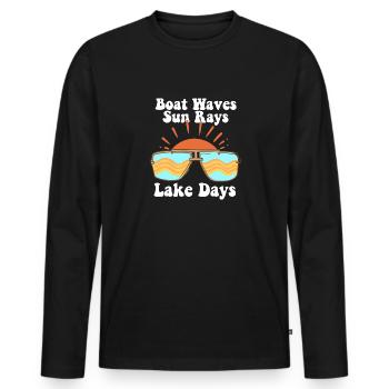 Boot Wellen Sonne Strahlen See Tage - Männer Premium Bio Langarmshirt - Schwarz - Vorne - Nico (187cm)