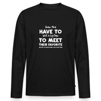 Certains hommes doivent attendre toute une vie... - T-shirt manches longues Premium bio Homme - noir - Devant - Nico (187cm)