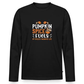 Pumpkin Spice Fuels My Speech Th... - Männer Premium Bio Langarmshirt - Schwarz - Vorne - Nico (187cm)