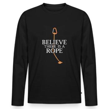 bergsteiger alpinist karabiner kletterseil - Männer Premium Bio Langarmshirt - Schwarz - Vorne - Nico (187cm)