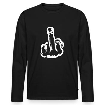 Mittelfinger Squad Middle finger fuck you fuck off - Männer Premium Bio Langarmshirt - Schwarz - Vorne - Nico (187cm)