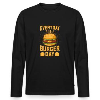 Everyday Is Burger Day - Männer Premium Bio Langarmshirt - Schwarz - Vorne - Nico (187cm)