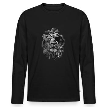 Löwe - Männer Premium Bio Langarmshirt - Schwarz - Vorne - Nico (187cm)