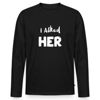 Je lui ai demandé - Mariage - T-shirt manches longues Premium bio Homme - noir - Devant - Nico (187cm)