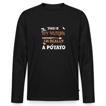 This Is My Human Costume I'm Rea... - Männer Premium Bio Langarmshirt - Schwarz - Vorne - Nico (187cm)