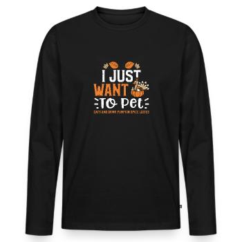 I Just Want To Pet Cats And Drin... - Men's Premium Organic Long Sleeve Shirt - black - Front - Nico (187cm)