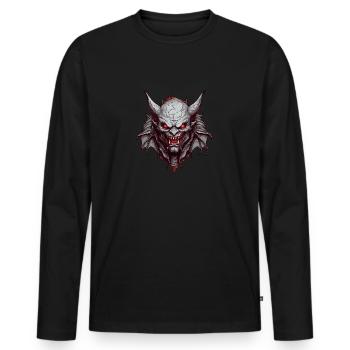 Evil demonic devil with red eyes - Men's Premium Organic Long Sleeve Shirt - black - Front - Nico (187cm)