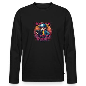Don’t Glitch my Vibe Retro Gaming Boy avec casquette - T-shirt manches longues Premium bio Homme - noir - Devant - Nico (187cm)