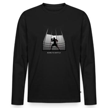 Born to Battle Boxing Boxer im Ring - Männer Premium Bio Langarmshirt - Schwarz - Vorne - Nico (187cm)