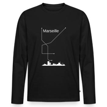 Marseille city - Men's Premium Organic Long Sleeve Shirt - black - Front - Nico (187cm)