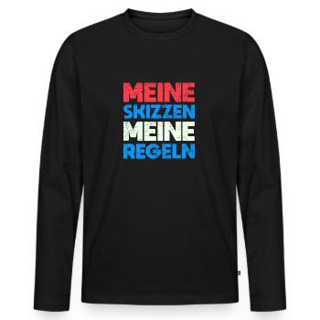 Meine Skizzen, Meine Regeln - Männer Premium Bio Langarmshirt - Schwarz - Vorne - Nico (187cm)
