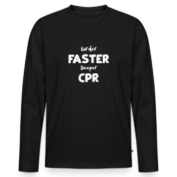 PLUS dur Plus vite RCR profonde - Docteur - T-shirt manches longues Premium bio Homme - noir - Devant - Nico (187cm)