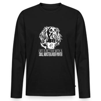 Petit Münsterländer Pointer mieux vivre Wilsigns - T-shirt manches longues Premium bio Homme - noir - Devant - Nico (187cm)