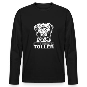 La vie à Toller est meilleure Hundespruch Hundewilsigns - T-shirt manches longues Premium bio Homme - noir - Devant - Nico (187cm)