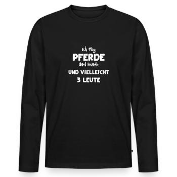 Ich Mag Pferde Und Hunde Und Vie... - Männer Premium Bio Langarmshirt - Schwarz - Vorne - Nico (187cm)