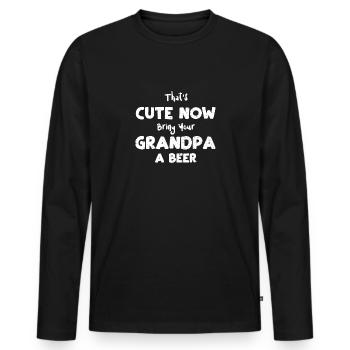 C’est mignon maintenant apportez votre grand... - T-shirt manches longues Premium bio Homme - noir - Devant - Nico (187cm)