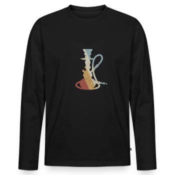 Pipe à eau Retro Style Vintage - T-shirt manches longues Premium bio Homme - noir - Devant - Nico (187cm)