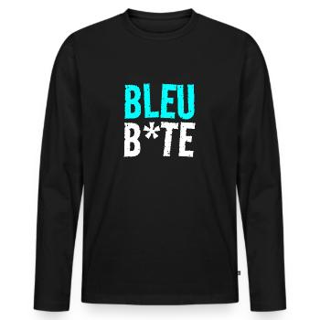 bleu bite - T-shirt manches longues Premium bio Homme - noir - Devant - Nico (187cm)