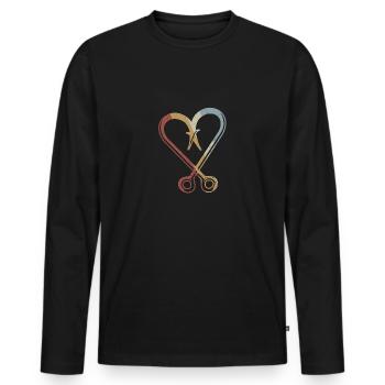 Crochet de pêche Retro Style Vintage - T-shirt manches longues Premium bio Homme - noir - Devant - Nico (187cm)