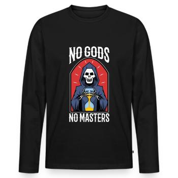 No Gods No Masters - Men's Premium Organic Long Sleeve Shirt - black - Front - Nico (187cm)