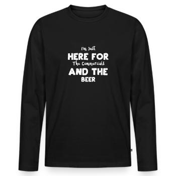 Je suis juste là pour la publicité... - T-shirt manches longues Premium bio Homme - noir - Devant - Nico (187cm)