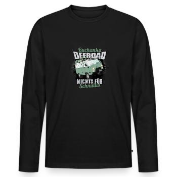 Buchanka Offroad - Jubiläums-Edition - Männer Premium Bio Langarmshirt - Schwarz - Vorne - Nico (187cm)