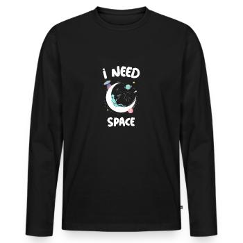 I NEED SPACE Alien auf dem Mond - Männer Premium Bio Langarmshirt - Schwarz - Vorne - Nico (187cm)