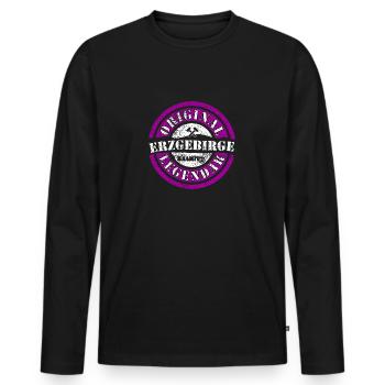 Erzgebirge original und legendär lila - Männer Premium Bio Langarmshirt - Schwarz - Vorne - Nico (187cm)