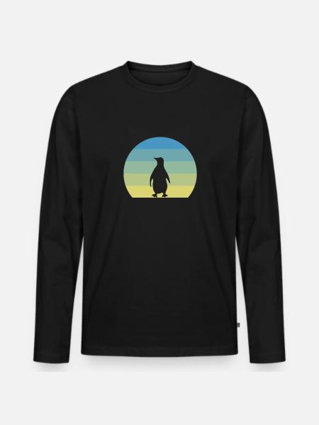Retro Green Penguin - Men's Premium Organic Long Sleeve Shirt - black