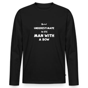 Never Underestimate An Old Man W... - Männer Premium Bio Langarmshirt - Schwarz - Vorne - Nico (187cm)