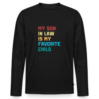 Le cadeau de gendre Son gendre est mon préféré! - T-shirt manches longues Premium bio Homme - noir - Devant - Nico (187cm)