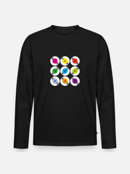 Jukebox Disques Vinyles - T-shirt manches longues Premium bio Homme - noir