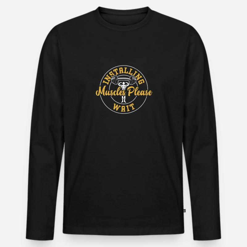 Installing Muscles Please Wait - Männer Premium Bio Langarmshirt - Schwarz
