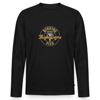 Burning Thighs Before Pies - Gym - Men's Premium Organic Long Sleeve Shirt - black - Front - Nico (187cm)