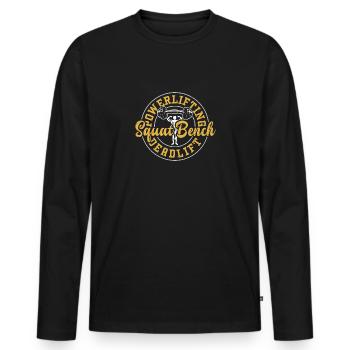 Powerlifting Squat Bench Deadlift - Men's Premium Organic Long Sleeve Shirt - black - Front - Nico (187cm)