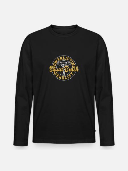 Powerlifting Squat Bench Deadlift - Men's Premium Organic Long Sleeve Shirt - black