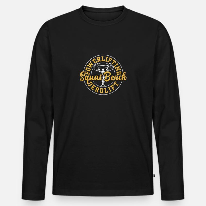 Powerlifting Squat Bench Deadlift - Männer Premium Bio Langarmshirt - Schwarz