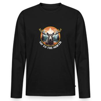 Aller à l’aventure dans le Nord orignal - T-shirt manches longues Premium bio Homme - noir - Devant - Nico (187cm)
