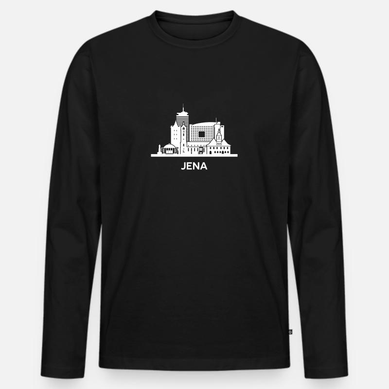 Jena, weiß - Männer Premium Bio Langarmshirt - Schwarz