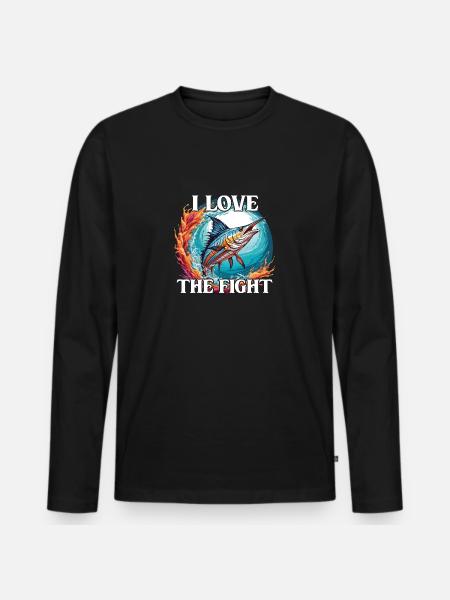 Springender Marlin Hochseefischen Tiefseefischen - Männer Premium Bio Langarmshirt - Schwarz