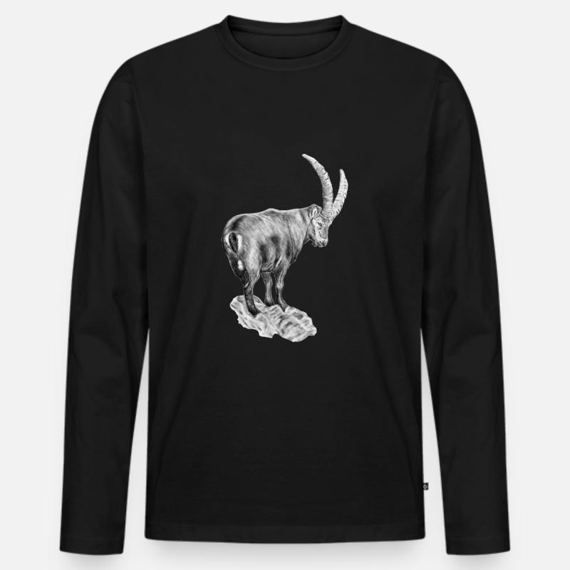 Trinkflasche "STEINBOCK" - Männer Premium Bio Langarmshirt - Schwarz