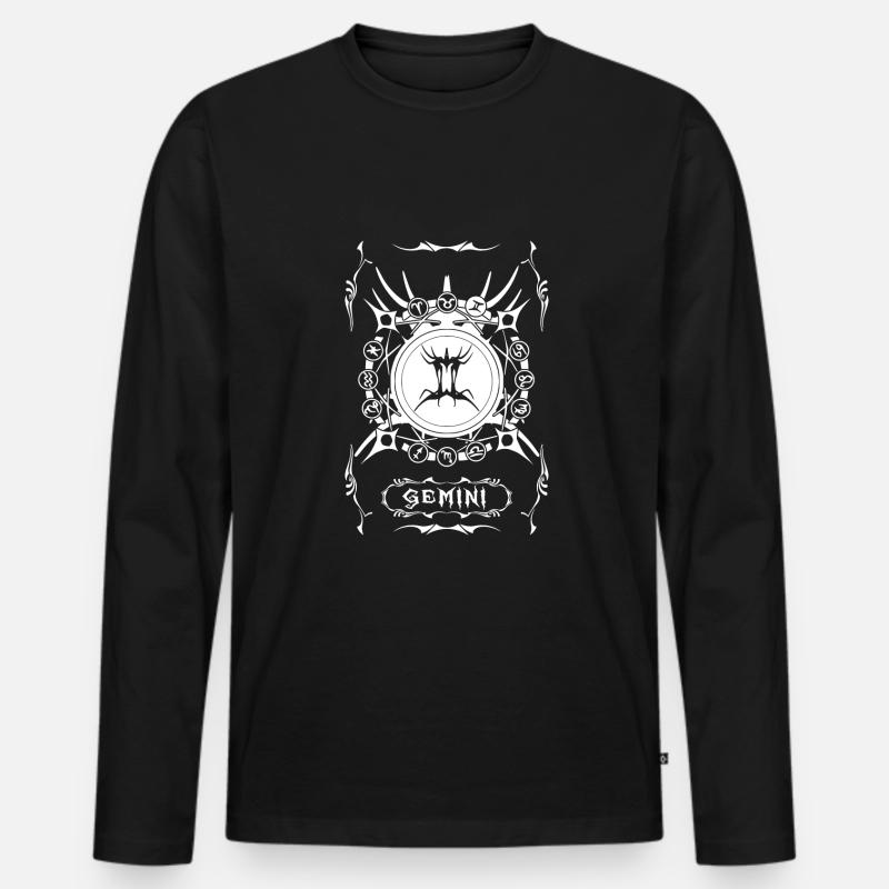 GEMINI Zwillinge Sternzeichen - Männer Premium Bio Langarmshirt - Schwarz