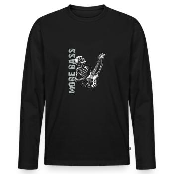 Crâne de squelette avec guitare basse et basse Saying More - T-shirt manches longues Premium bio Homme - noir - Devant - Nico (187cm)