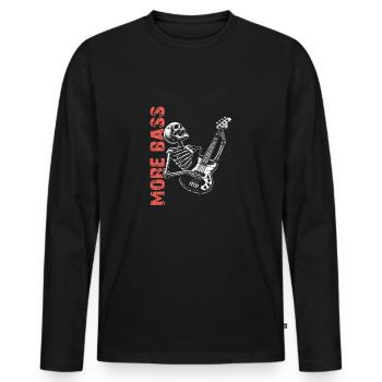 Crâne de squelette avec guitare basse et basse Saying More - T-shirt manches longues Premium bio Homme - noir - Devant - Nico (187cm)