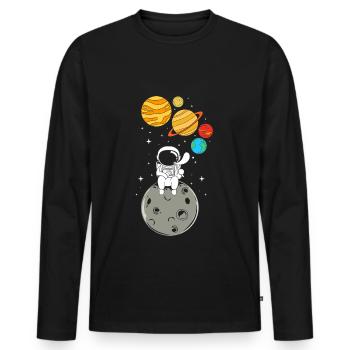 Space Space Outer Space Universe Planets - Men's Premium Organic Long Sleeve Shirt - black - Front - Nico (187cm)
